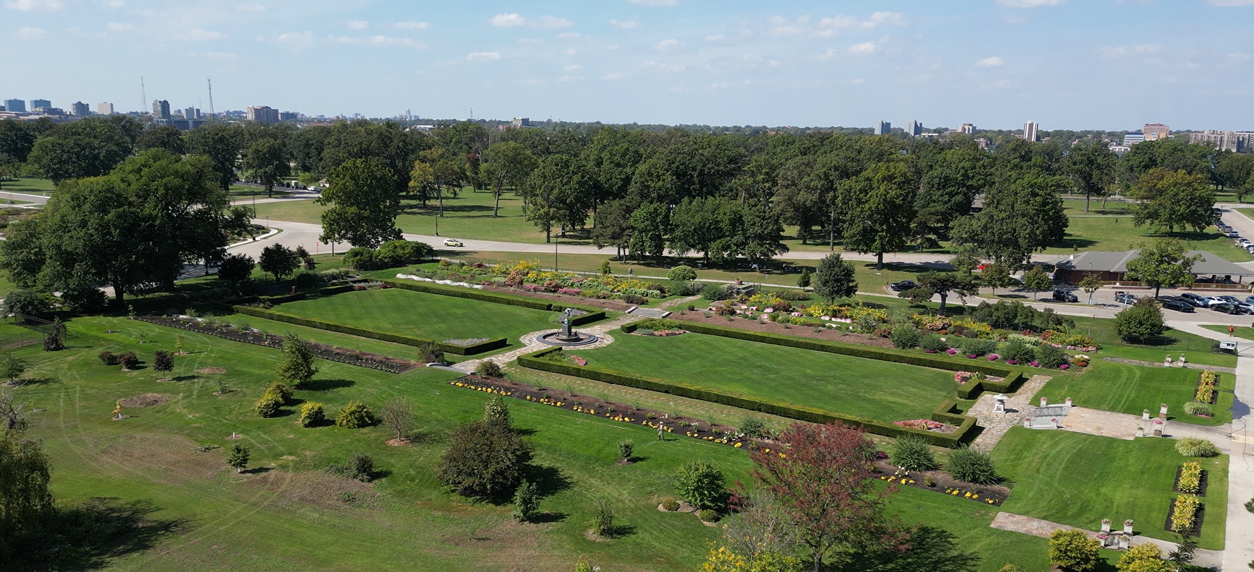 Park and gardens aerial view
